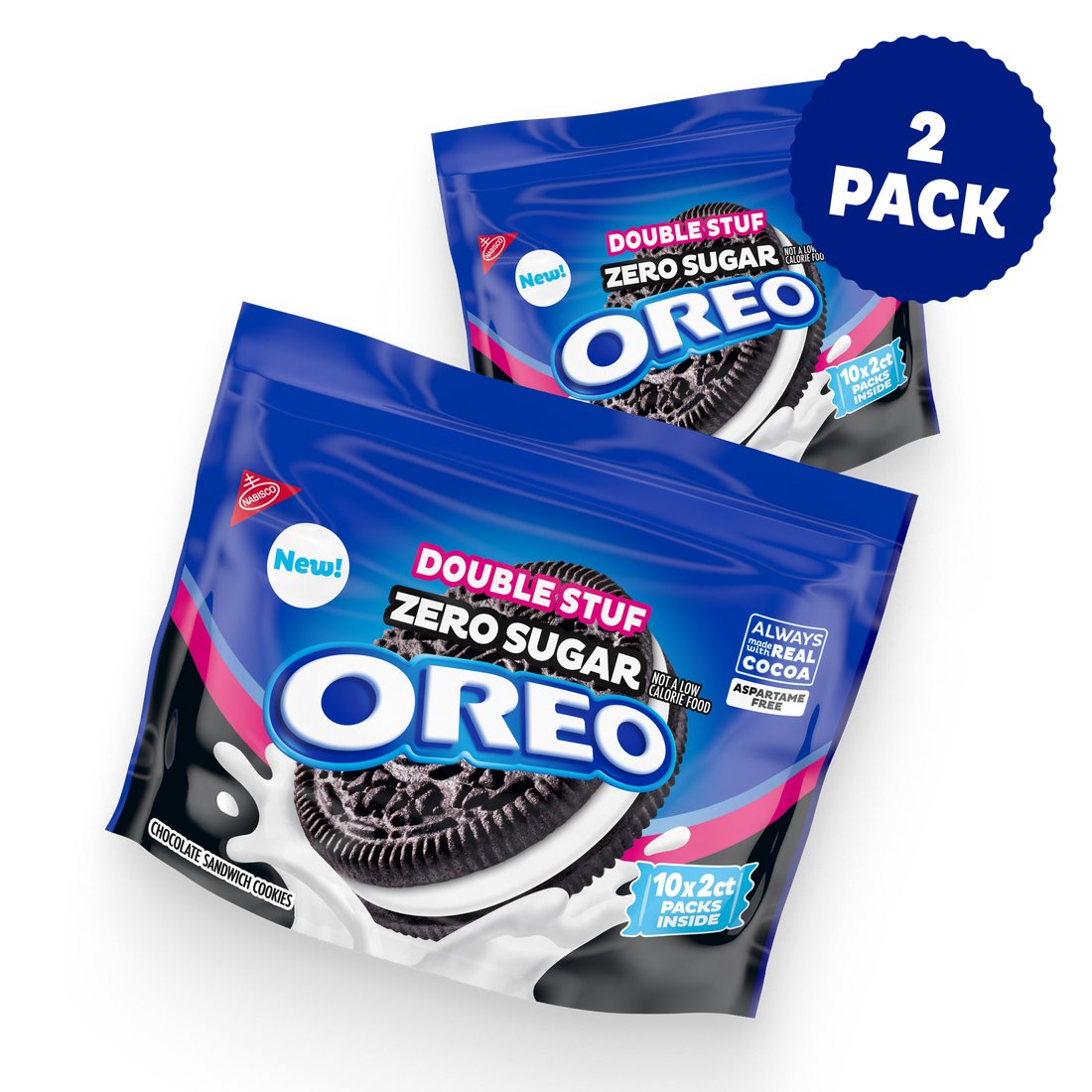 Zero Sugar Double Stuf Chocolate Sandwich Cookies, Snack Packs, 2 Pack P0
