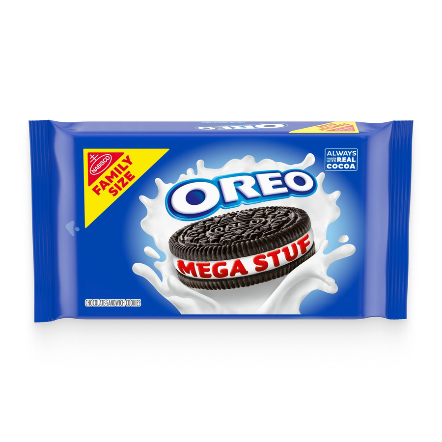 Mega Stuf Chocolate Sandwich Cookies, Family Size O7