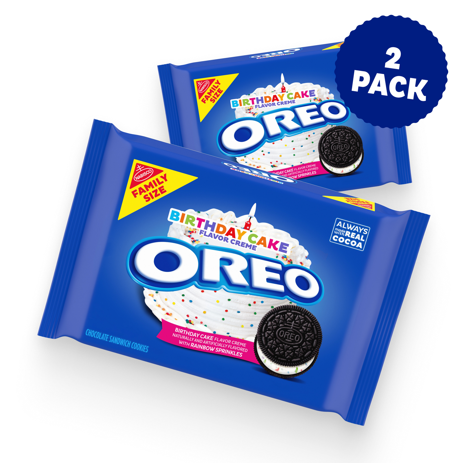 Birthday Cake Creme Chocolate Sandwich Cookies, Family Size, 2 Pack Z9