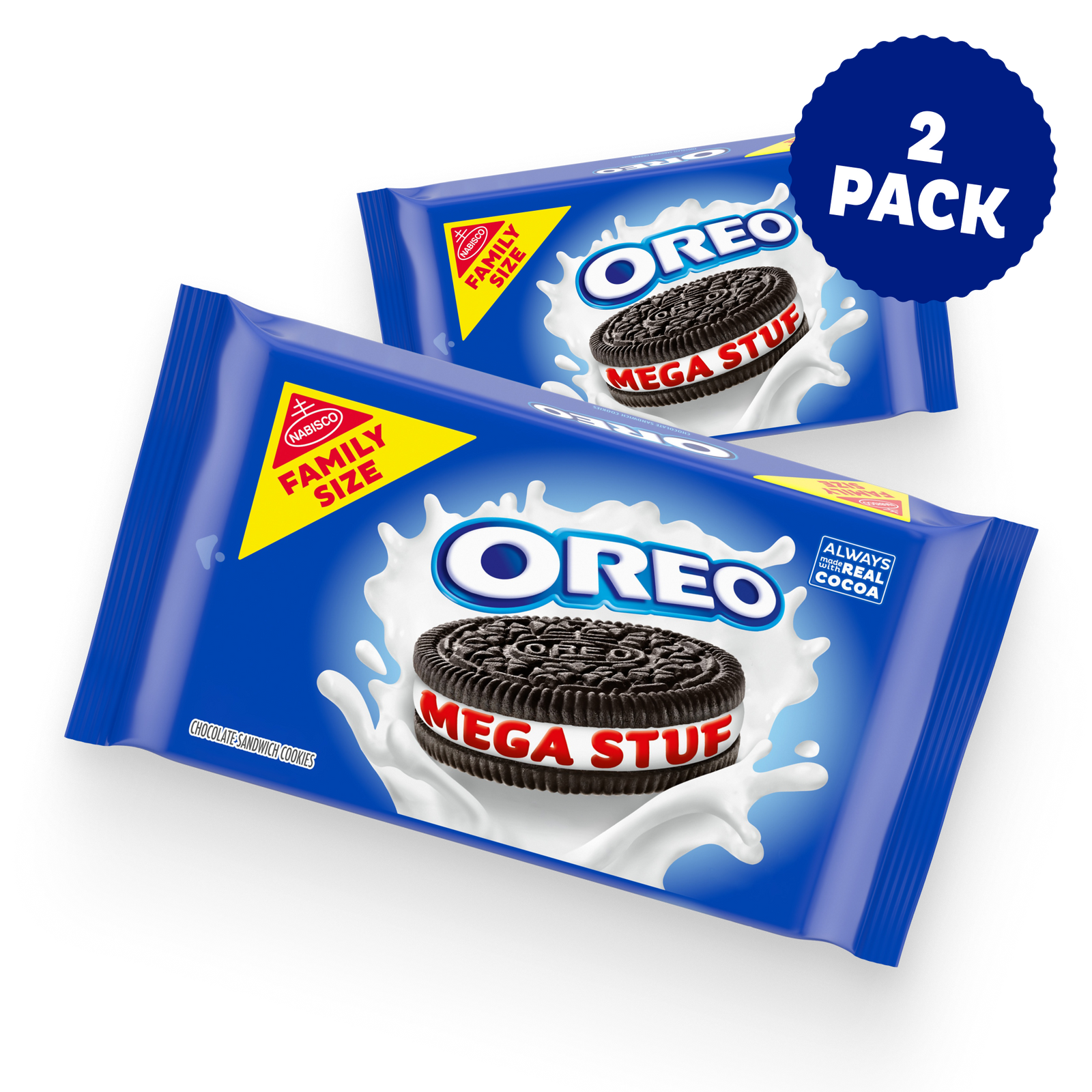 Mega Stuf Chocolate Sandwich Cookies, Family Size, 2 Pack I2