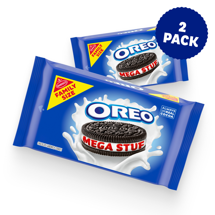 Mega Stuf Chocolate Sandwich Cookies, Family Size, 2 Pack I2