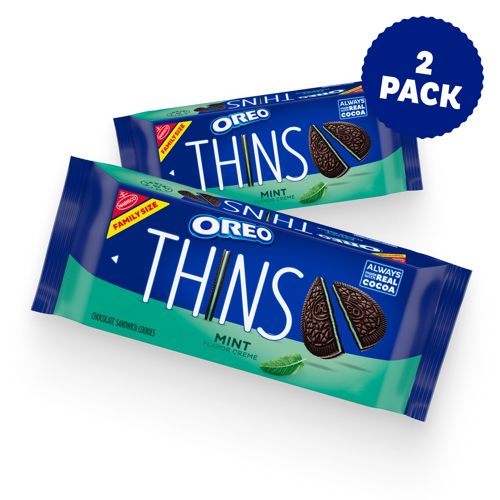 Thins Mint Creme Chocolate Sandwich Cookies, Family Size, 2 Pack F9