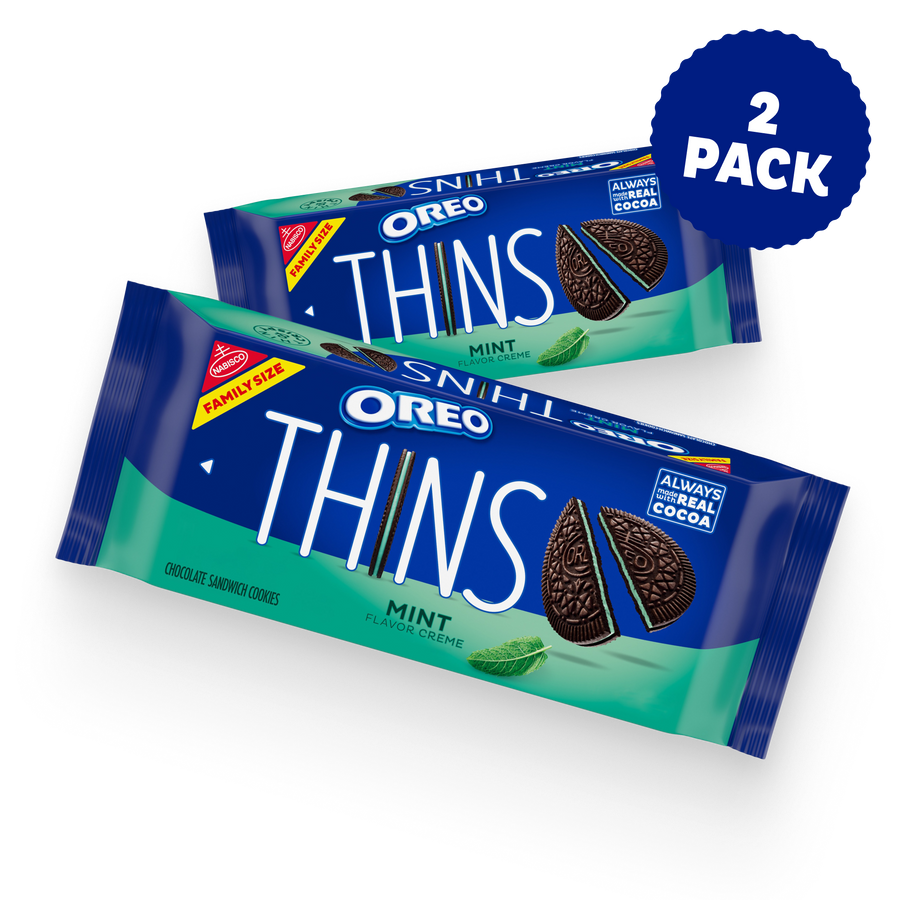 Thins Mint Creme Chocolate Sandwich Cookies, Family Size, 2 Pack F9