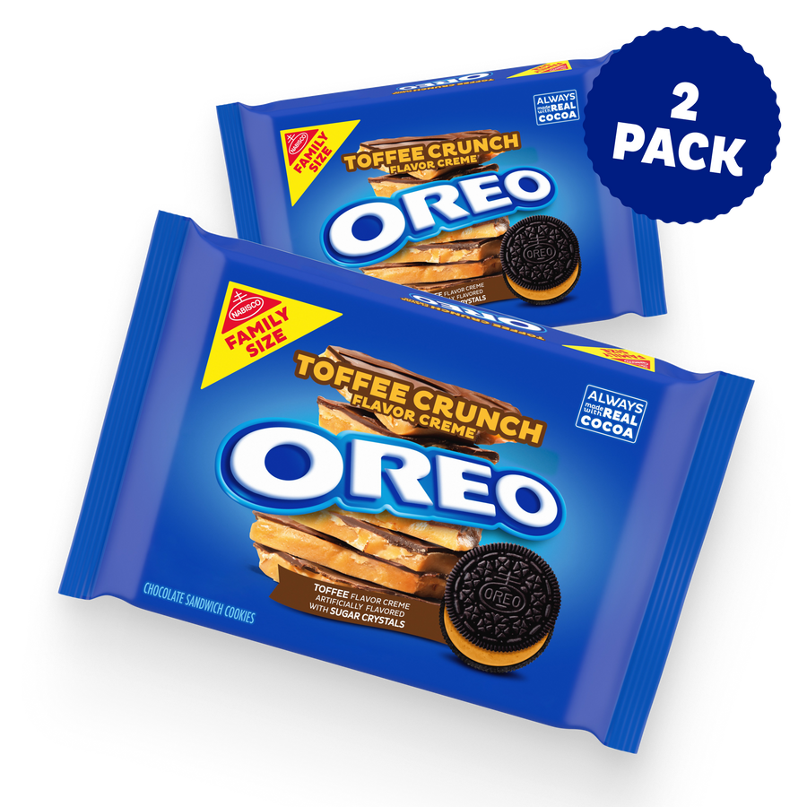 Toffee Crunch Creme With Sugar Crystals Chocolate Sandwich Cookies, Family Size, 2 Pack D6