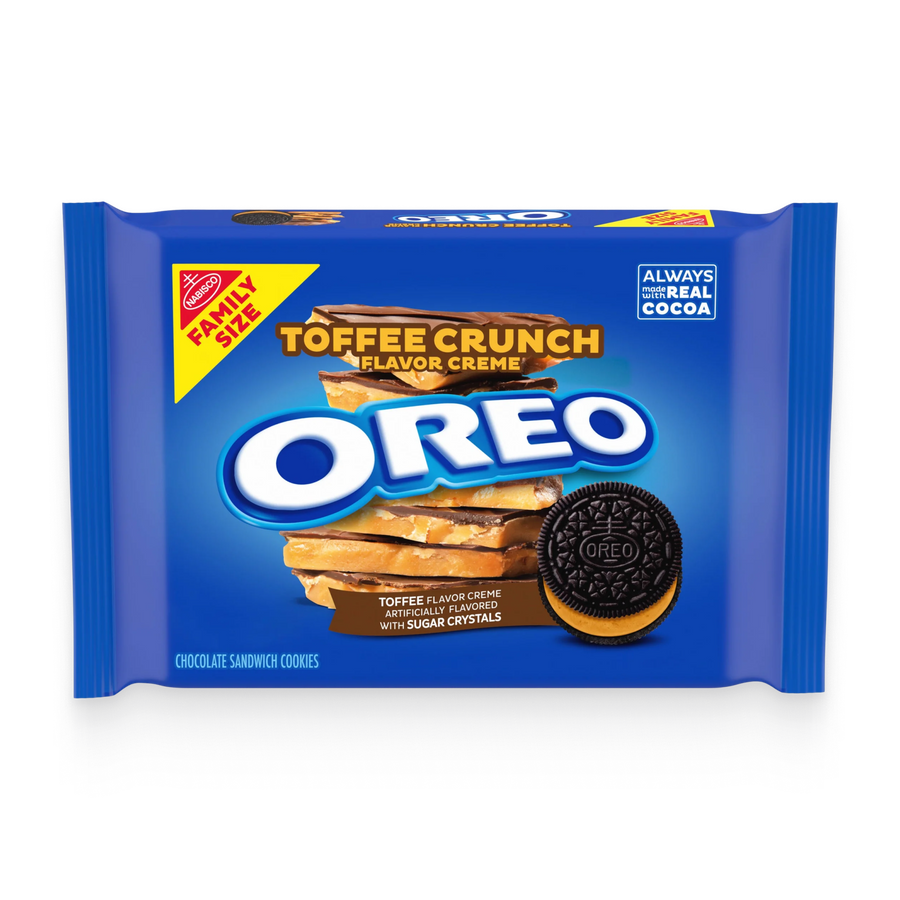 Toffee Crunch Creme With Sugar Crystals Chocolate Sandwich Cookies, Family Size F8
